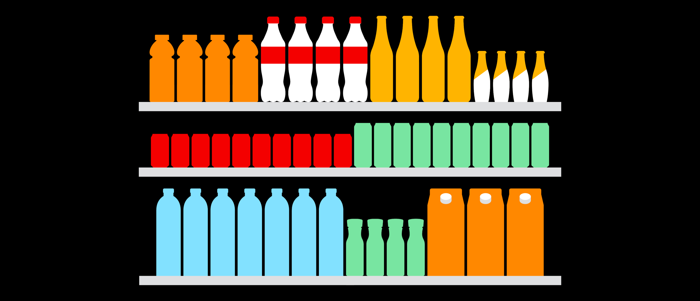 a vector image of shelves full of bottles