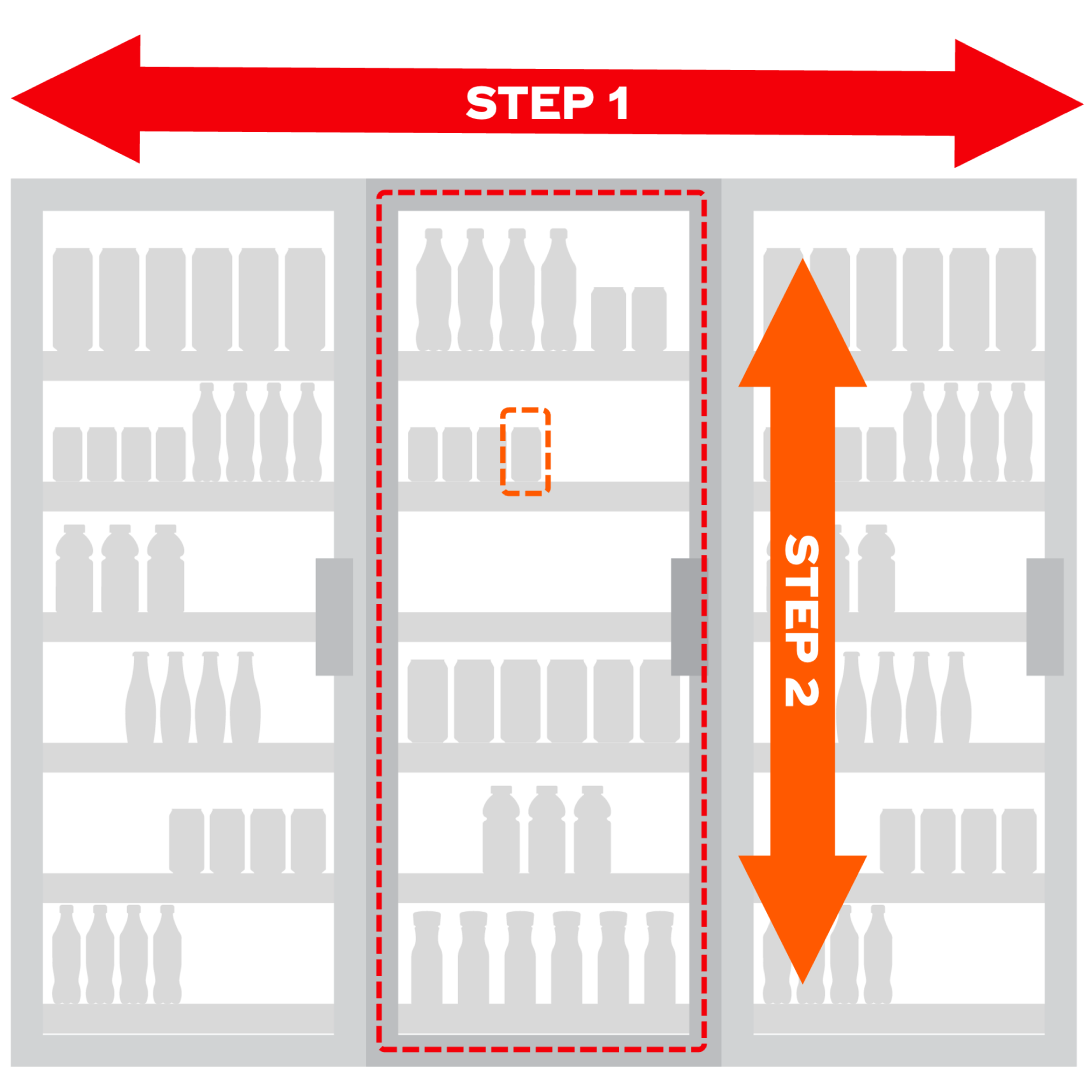 Illustration of how shoppers shop the Cold Vault. See screen reader friendly version of page for details.