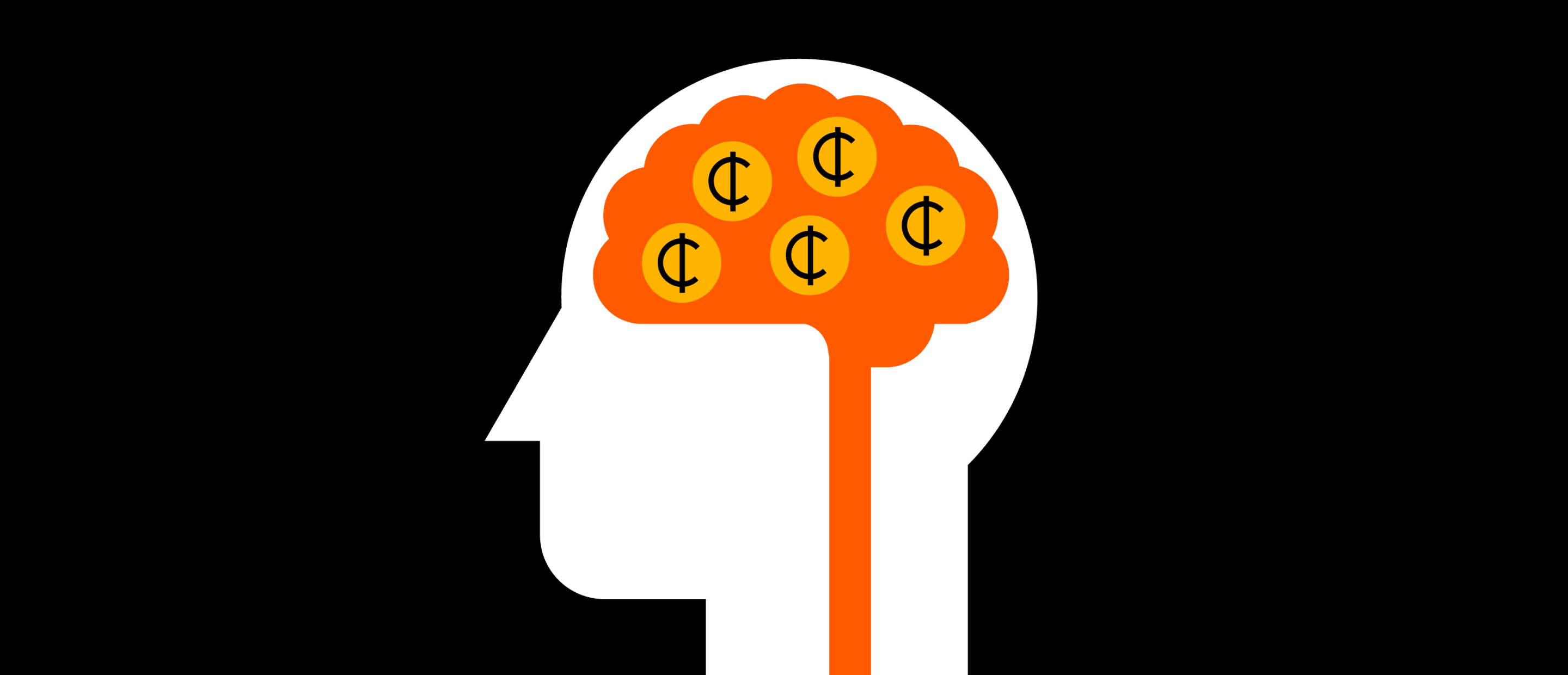 vector of brain with money symbols