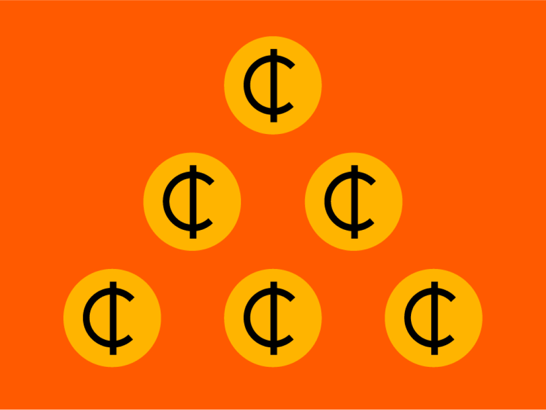 yellow coins on orange background
